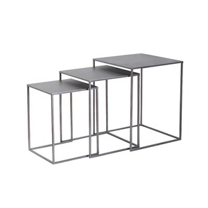 Carrara <strong>white</strong> natural marble top round metal frame steel <strong>nesting</strong> coffee <strong>table</strong> - Product Image 6