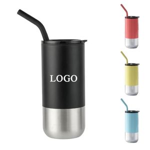 Creative 16 oz Stainless Steel Straw Cup New Design Vacuum Insulation Portable <b>Office</b> & Business <b>Gift</b> Cups Promotional - Product Image 1