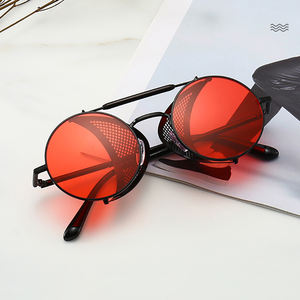 Fashion Hot Sell Side Shield Round Shape Metal Uv400 Vintage Gold Style Flip <strong>Top</strong> Sun <strong>Glasses</strong> for Men Women Steampunk Sun <strong>Glasses</strong> - Product Image 2