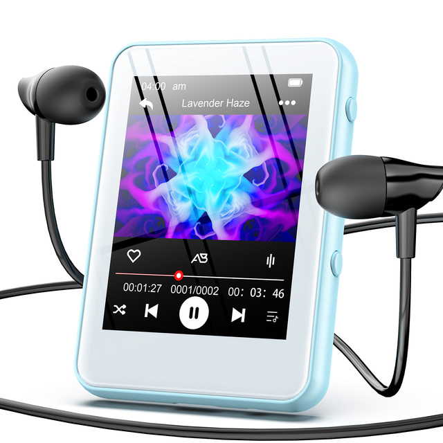 Luxury MP3 Player Full Touch Screen 2.4 Inch Digital Audio Player with Speaker Type-C Small Music Walkman Gift Blue