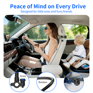 Easy Install 360. Adjustable Display 5 Inch Baby Car Mirror HD Rear Facing Infant Monitor With Night Vision Camera for Kids YB-4 - Product Image 3