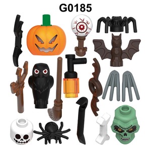 G0185 Série Halloween : Figurines de construction en plastique DIY miniatures pour enfants - <span class=keywords><strong>Petit</strong></span> <span class=keywords><strong>garçon</strong></span>, Sorcière, Loup-<span class=keywords><strong>garou</strong></span>, Citrouille rieuse - Product Image 1