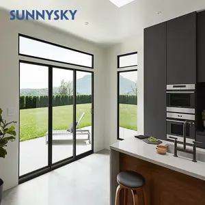 Vendita all'ingrosso di vetro di alluminio porte finestre-Finestre per porte scorrevoli in alluminio con balcone esterno per cucina di dimensioni personalizzate residenziali in stile popolare