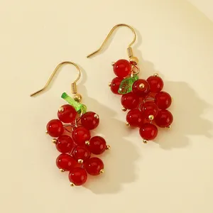 Nouvelles boucles <span class=keywords><strong>d</strong></span>'oreilles en verre et alliage multicolores en forme de <span class=keywords><strong>raisin</strong></span> pour femmes, idéales pour l'été - Product Image 1