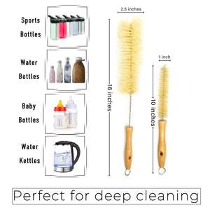 Nettoyeur de fils <span class=keywords><strong>en</strong></span> acier inoxydable écologique, brosse à bouteille <span class=keywords><strong>en</strong></span> <span class=keywords><strong>verre</strong></span> de 36 cm de long, éponge flexible pliable, pointe <span class=keywords><strong>en</strong></span> coton, fibre de sisal naturelle - Product Image 6