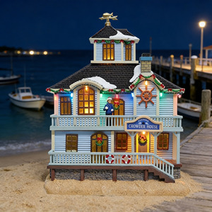 Statuetta in Resina Illuminata a LED a Tema Natalizio Casa sul <span class=keywords><strong>Mare</strong></span>, Decorazione per Villaggio Natalizio a Tema Nautico - Product Image 6