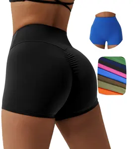 8120 cintura alta chica caliente sexy sin costura frontal nailon scrunch Butt Lift pantalones cortos de compresión para mujer 2024