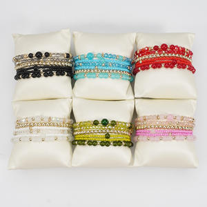 Fashion Jewelry Beaded <b>Bracelet</b> <b>Sets</b> 6Pcs Women's Crystal Rhinestone Stackable Gift Fashion Costume Jewelry Made In China - Product Image 2