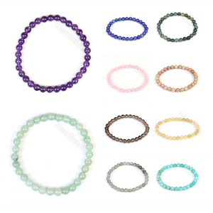 Bracelets en pierres naturelles rondes colorées de 6 mm pour femmes, <span class=keywords><strong>bracelet</strong></span> en cristal de guérison pour dames et filles - Product Image 1