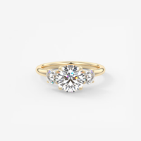 3 Karat Runder Drei-Stein-Trellis Labor-Gezüchteter Diamant-Verlobungsring 10K/14K/18K Massivgold IGI-Zertifiziert CVD/HPHT Maßanfertigung