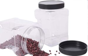 Clear Food Grade PET Plastic Square Grip Baby Food Storage <b>Jar</b> with Screw Top Cap BPA Free Eco Friendly Custom Logo 2300ml - Product Image 4