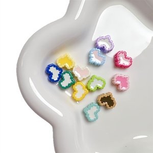 Cuentas sueltas de corazón de píxel bicolor con efecto de gota de aceite pintadas, coloridas y versátiles, con orificio pasante, para fabricación de joyas y cadenas de teléfono DIY - Product Image 5