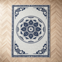 Tapis de grande surface de style rétro classique à motif floral blanc européen, en fibre de polyester, antidérapant, lavable en machine