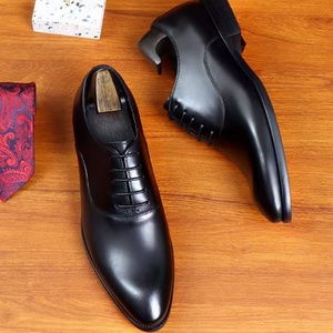 High-end Fashionable Luxurious Business Men's Handcrafted Cow Leather <b>Lace</b>-Up Platform Shoes with <b>Elastic</b> Band - Product Image 2