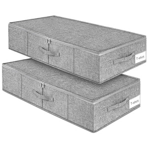 Caja de Almacenamiento de Tela Rectangular de 70L-80L, Gris, para Debajo de la Cama, Estilo Cajón, Organizador de Ropa para Dormitorio - Product Image 1