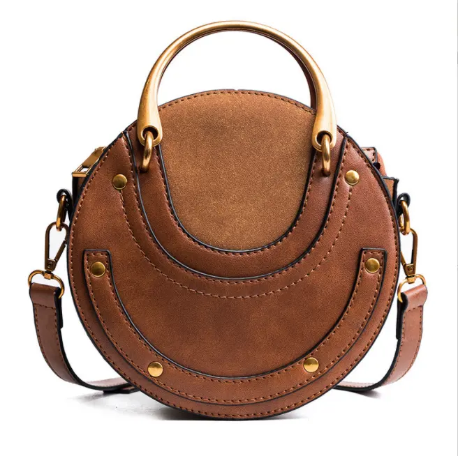 Popular bag 2021 women's small round bag European and American fashion frosted splicing Single Shoulder Messenger Handbag