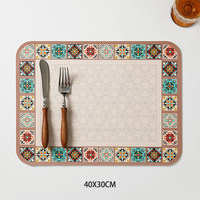 Napperon de table moderne de style médiéval européen rétro en cuir PU, imperméable, résistant à l'huile, sans lavage, résistant aux hautes températures, luxueux