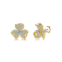 Anting-anting stud moissanite perak S925 berlapis rhodium, desain bunga mewah, warna putih dingin transparan, bersertifikat GRA, hadiah ulang tahun