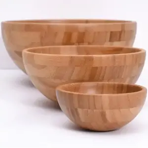 Competitive price tableware kitchen accessories large salad mixing wooden bowl bamboo serving bowl china supplier