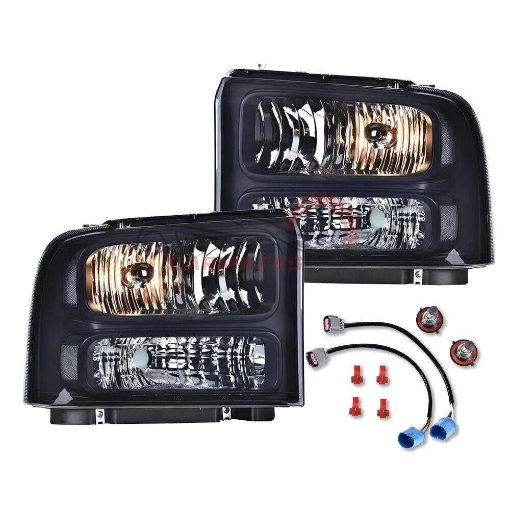 For 1999-2004 Ford Super Duty F-250 F-350 headlight headlamp halogen With harness auto lighting systems car light