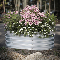 Grande jardinière rustique moderne en métal galvanisé Jardin surélevé ovale de luxe Petit pot de fleur Plantation extérieure pour la maison Plancher de pépinière