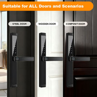 Serrure de porte intelligente en alliage d'aluminium imperméable avec gravure CNC de précision, Wifi Tuya, double lecteur d'empreintes digitales, carte, code, clé