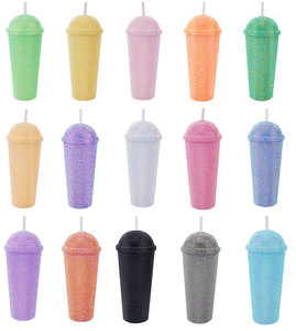 Bouteille d'eau pliable personnalisée pour voyage, 700 ml, avec couvercle et paille, ornée de cristaux et de strass faits à la main, 22 oz - Product Image 6