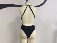 XCXSM-S2026 Maillot de bain bikini sexy dos nu pour femme en tissu recyclé, coupe haute, décolleté en V profond