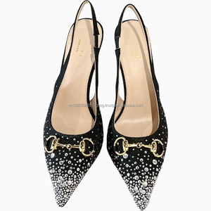 Zapatos de Tacón Alto con Pedrería para Mujer, Diseño de Marca Famosa, Tacones de Aguja Puntiagudos para Fiesta, Boda, Novia - Product Image 4