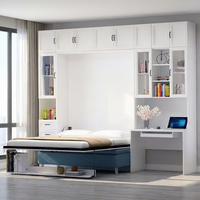Lit Murphy moderne pliable et réglable, idéal pour appartement, avec tailles Queen/King, cadre en bois, panneau en contreplaqué, montage facile