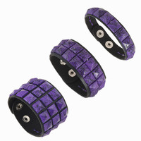 Bracelet en cuir ajustable à rivets carrés violets style punk, accessoire de fête tendance