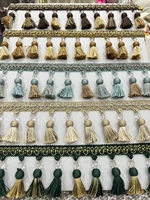 Accessoires de garniture de dentelle de frange de pendentif en polyester 100% avec des perles et pour la sangle de bordure de rideau