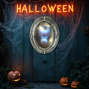 할로윈 파티 장식 매직 포토 프레임 소품 소리-빛나는 소름 끼치는 초상화 무대 동작-활성화 된 해골 유령의 거울 - Product Image 1