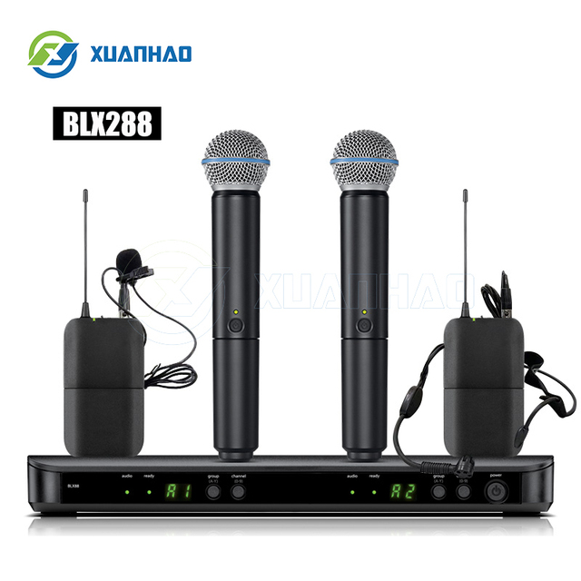Professional BLX8 UHF Dual Channel Microfone Vocal Handheld Church Wireless Microphone System BLX288/PG58