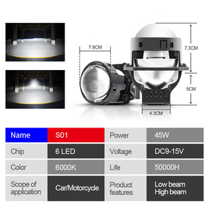 <b>LED</b> <b>Headlight</b> Lens 3.0 Inch H4 H7 Bi <b>LED</b> 12V 6000K 30000LM Universal Fit Retrofit Upgrade - Product Image 4