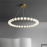 Plafonnier LED moderne de luxe avec perles et boules rondes pour la décoration du salon, lampe de chambre, villa, hôtel, éclairage suspendu