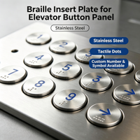 Plaque d'insertion de bouton d'ascenseur en braille en acier inoxydable avec numéros et symboles personnalisés pour panneaux métalliques accessibles (taille personnalisée)