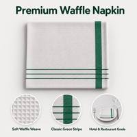 Serviette en tissu gaufré avec rayures vertes, serviette de table en nid d'abeille blanche pour hôtel, restaurant, café, taille personnalisée