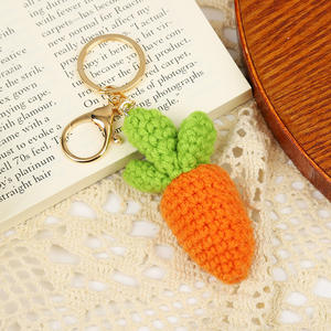 Laine Crochet fruit macramé porte-clés tricoté à la main <span class=keywords><strong>carotte</strong></span> avocat fraise cerise porte-clés tissé porte-clés femmes sac breloques - Product Image 6