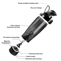 Vente chaude Automatique USB Rechargeable Portable Protéine 600ML En Plastique Tritan Électrique Shaker Bouteille pour Sport Gym
