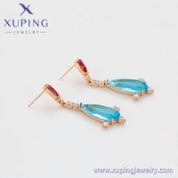XUPING 18K Pendientes Largos de Diseño en Forma de Lágrima, Pendientes Glamurosos para Banquetes, Bodas, Fiestas Nocturnas
