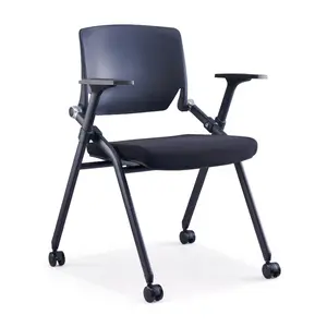Modern Comfortable Training Chair with Casters for Office Middle Back Mesh PP Shell Fixed ABS Armrest PP Office Chair Furniture