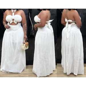 Women's Padded Strapless Top With <b>Spaghetti</b> <b>Straps</b>, Neckline Cutout Dresses Fashion - Product Image 2