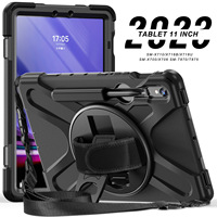 Étui antichoc pour Samsung Galaxy Tab A11 S11 S9 S10 A9 Plus S7 Plus S8 avec bandoulière, support rotatif à 360° et porte-crayon
