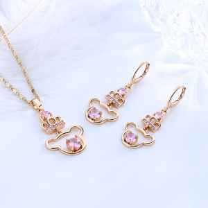 Conjunto de joyería de latón dorado para mujer, set de collar y pendientes de gota de circonia cúbica, color negro, rosa y blanco, 18k - Product Image 4