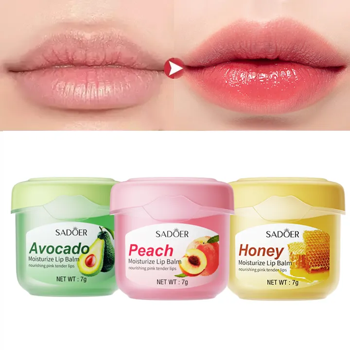 7G OEM/ODM Pelana Mencegah Retak Kering Mengurangi Garis Bibir Memelihara Melindungi Bibir Perawatan Madu Peach Alpukat Pelembab Lip Balm