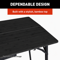 Table de camping pliable en bambou pour l'extérieur - Design moderne, forme rectangulaire, légère, écologique, mobilier d'extérieur 4 places