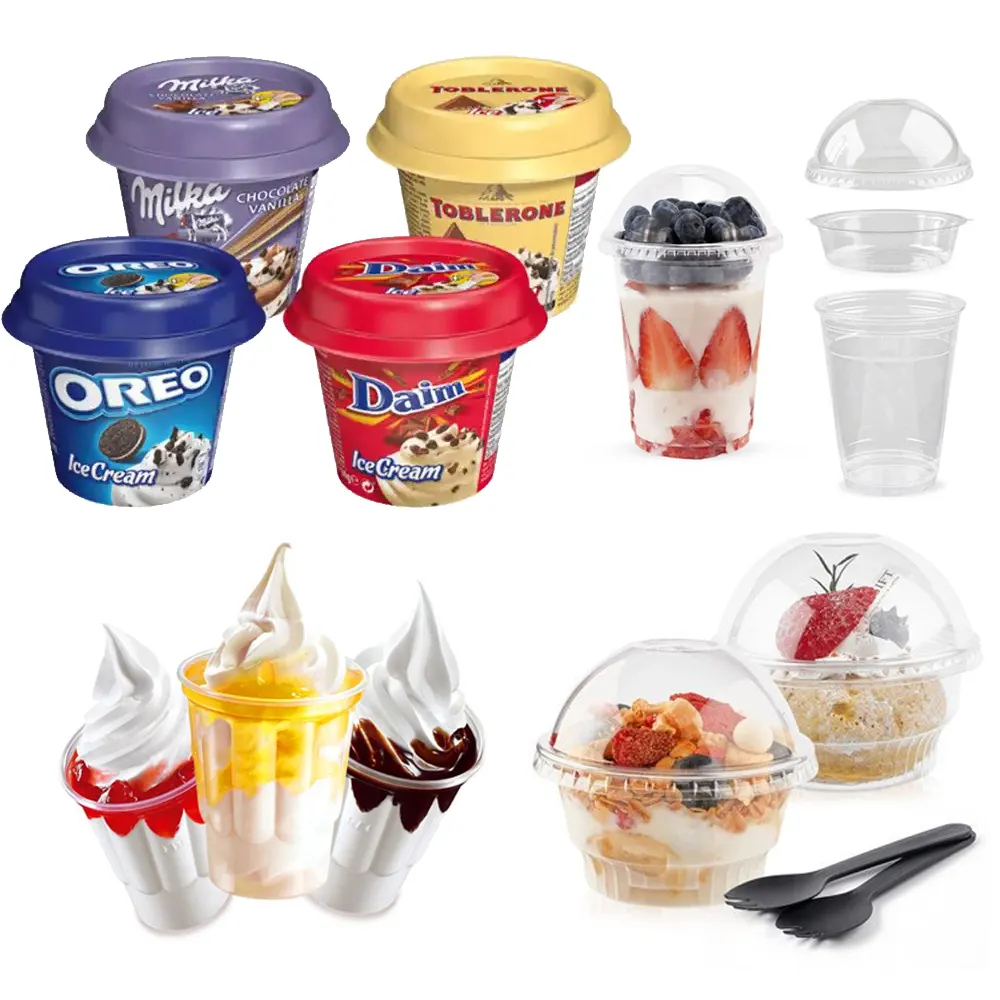 Custom ice cream tub tube packaging suppliers oz ice cream sticks popsicle paper cups plastic bowl containers with dome lids