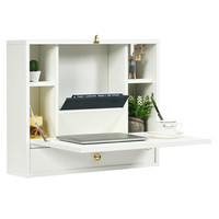 Bureau mural pliable pour ordinateur portable, rangement dissimulé avec tiroir, plusieurs compartiments de rangement, bureau d'ordinateur