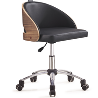 Mobilier de bureau moderne Chaise en cuir PU à dossier moyen en contreplaqué Chaise de poste de travail HY3008-2